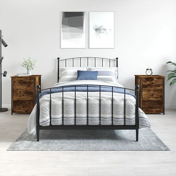 vidaXL Nachttische 2 Stück Räuchereiche 40x36x60 cm Holzwerkstoff, 825998
