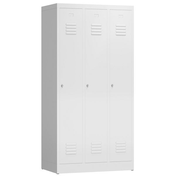 Lüllmann ClassiX Garderobenschrank, 3 Abteile, 1800 x 870 x 500 mm, signalweiß, X-510137