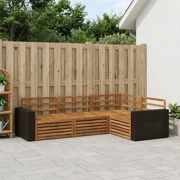 vidaXL Outdoor-Sofagarnitur 4-teilig Natur 255,5 x 176,5 x 73 cm, 3383302