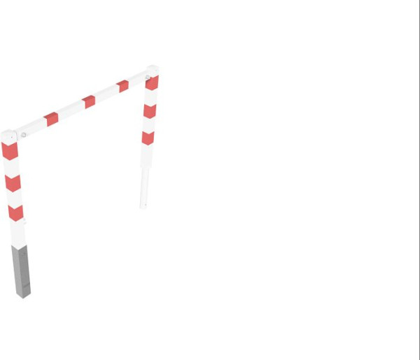 Schake Wegesperren mit Dreikantverschluss schwenkbar mit Oberholm, feuerverzinkt und weiß beschichtet, Gesamtbreite: 1500 mm, 410_15B