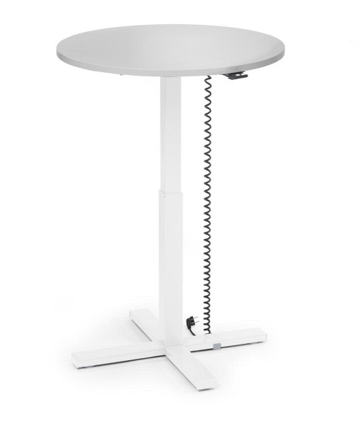 Deskin Höhenverstellbarer Schreibtisch MODUL Monosäule, Lichtgrau, 800 x 800 mm, Gestell: Weiß, rund, 294736