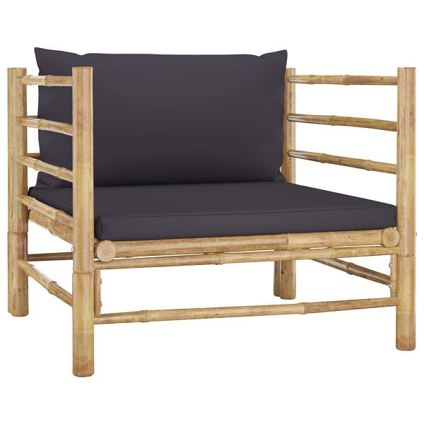 vidaXL Gartensofa mit Dunkelgrauen Kissen Bambus, 313156
