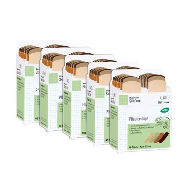 WERO Werosmart SkinColor Pflasterstrips, 7,2 x 2,5 cm, 40 Stück/Packung, VE: 5 x 40 Stück, 150285