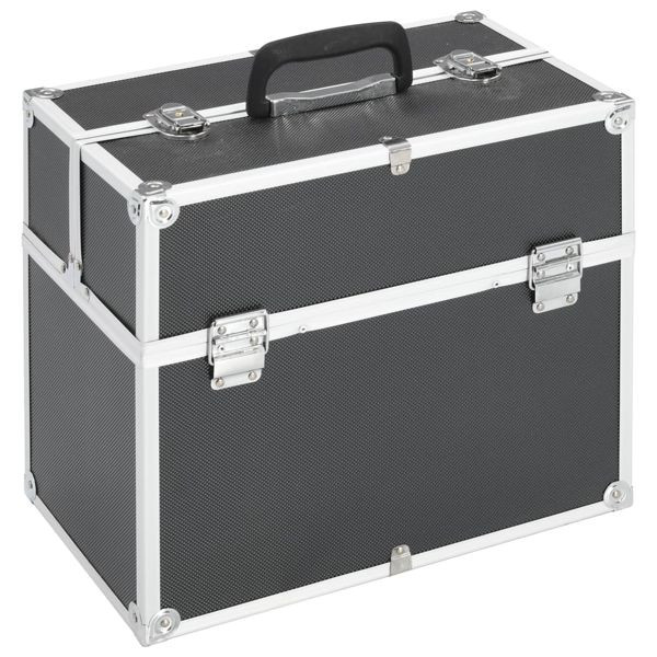 vidaXL Kosmetikkoffer 38x23x34 cm Schwarz Aluminium, 91833
