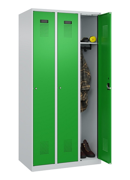 C+P Spind Evolo PLUS, 3 Abteile, 1850x900x500mm, 7035/6037, Verschluss Zylinderschloss, Ablageböden 3, 049000-30 S10038