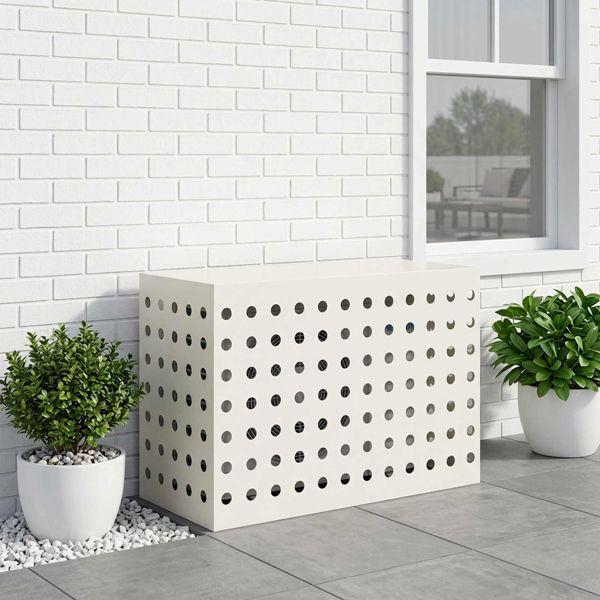 vidaXL Klimaanlagenabdeckung Weiß 90 x 40 x 60 cm Stahl, 8014123