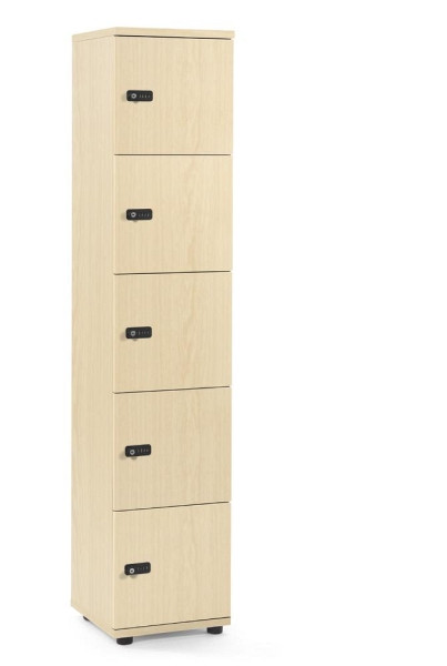 Deskin Schließfachschrank OFFICE-LINE mit 5 Fächern, Ahorndekor, 400 x 420 x 1890 mm, ohne Posteinwurf, 5 Abteile, Korpus: Ahorndekor, 290024