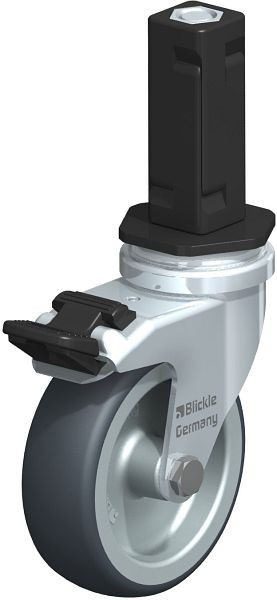Blickle LRA-TPA 75G-FI-EV03 Apparate-Lenkrolle mit Expander & Feststeller, Thermoplastisches Gummi-Elastomer, Grau, 847800