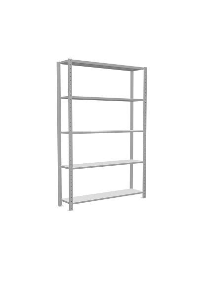 Schulte Grundregal, Steckregal MULTIplus150, 2000 x 1300 x 300 mm, 5 Fachböden, Kreuzstrebe, RAL 7035 lichtgrau, 32630-130
