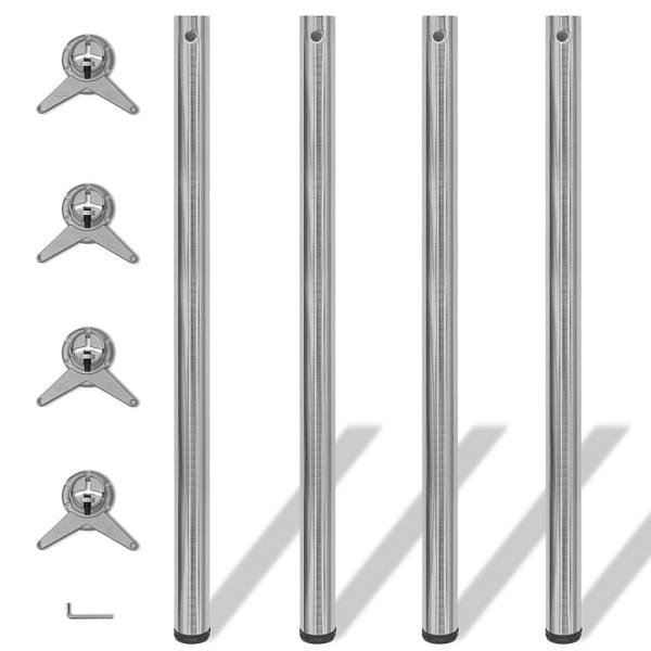 vidaXL 4x höhenverstellbares Tischbein Nickel gebürstet 1100 mm, 242138