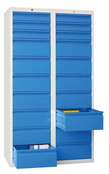 Pavoy Schubladenschrank Gleitführung, 1800/1000/500, Zylinderschloss, 2 Reihen, 6x100, 14x200, 43447-100-007-910905