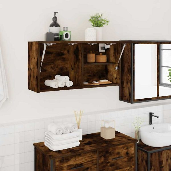 vidaXL Bad-Wandschrank Räuchereiche 80x25x40 cm Holzwerkstoff, 860089