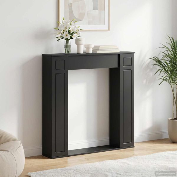 vidaXL Kaminumrandung Schwarz 100 x 20 x 100 cm Holzwerkstoff, 8006616
