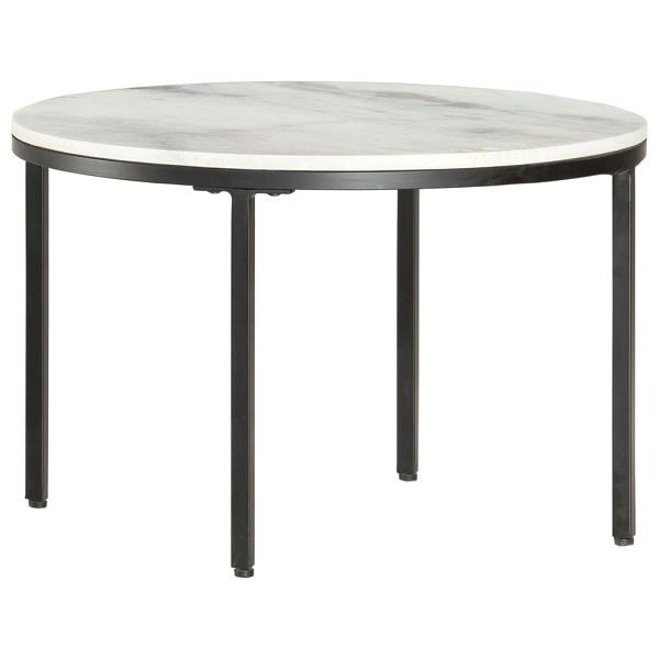 vidaXL Couchtisch Weiß und Schwarz Ø65 cm Echter Marmor, 286410