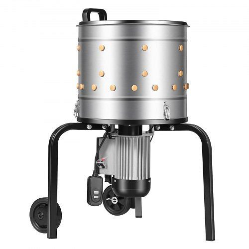 VEVOR Geflügelrupfmaschine 400 mm, 500 W, 230 U/min, 114 weiche Finger, Transporträder, Edelstahl für 1–2 Hühner, SJXTMJ156INCIFMC8001V2