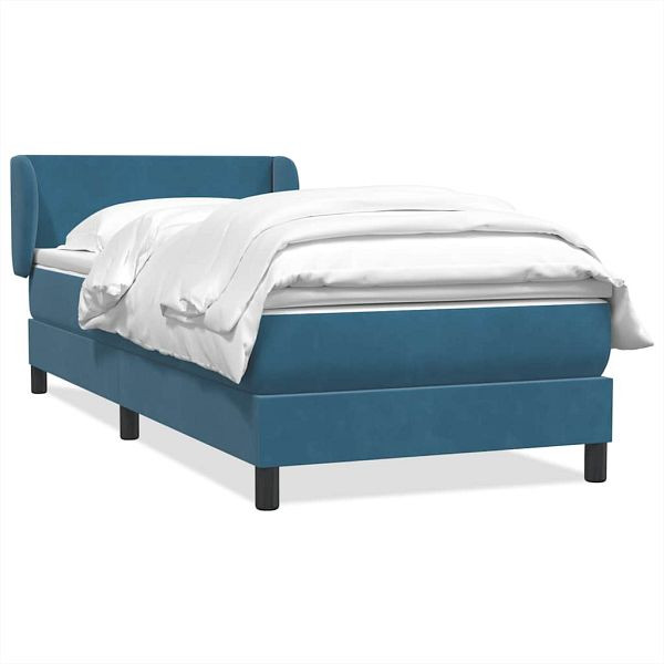 vidaXL Boxspringbett mit Matratze Dunkelblau 80x220 cm Samt, 3317383