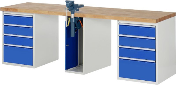 RAU Werkbank Serie 7000 - Modell 7510-0, B2500 x T700 x H890 mm, Systemunterbau B2500 x T650 x H850 mm, 03-7510A0-257B4M.11