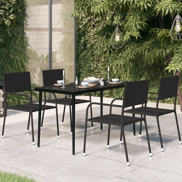 vidaXL Garten-Esstisch Schwarz 140x70x74 cm Stahl und Glas, 318750