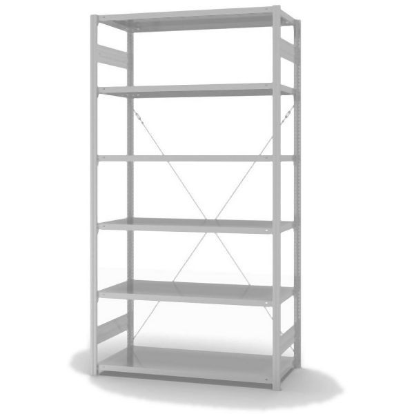hofe Grundregal, zerlegt, 6 Böden 2500 x 600 x 1300 mm, lichtgrau ähnlich RAL 7035 ableitfähig kunststoffbeschichtet, HKG25613ESD