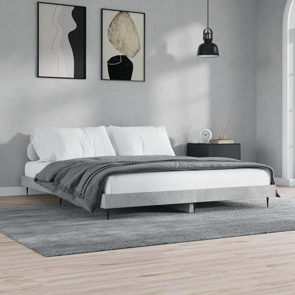 vidaXL Bettgestell Betongrau 160x200 cm Holzwerkstoff, 832233
