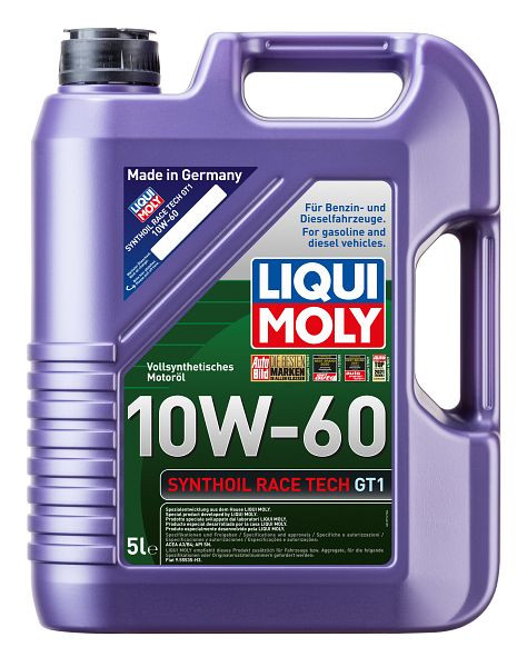 LIQUI MOLY Synthoil Race Tech GT1 10W-60, Vollsynthetisches High-Performance-Motoröl, VE: 4 Stück à 5 Liter, 1391