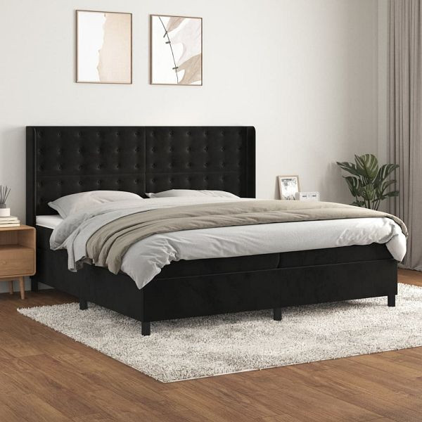 vidaXL Boxspringbett mit Matratze Schwarz 200x200 cm Samt, 3132941