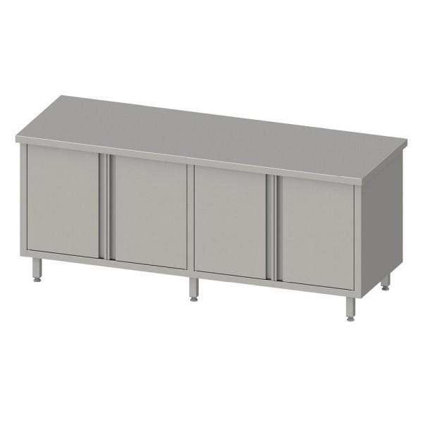 Stalgast Arbeitsschrank mit Flügeltüren 2000x600x850mm, ohne Aufkantung, verschweißt, VAS20601