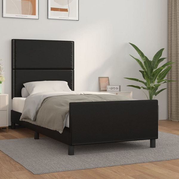vidaXL Bettgestell mit Kopfteil Schwarz 100x200 cm Kunstleder, 3125494
