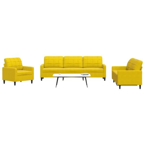 vidaXL 4-tlg. Sofagarnitur mit Kissen Gelb Samt, 3278447