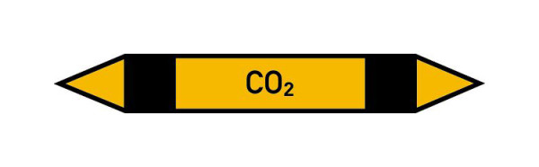 Schilder Klar Rohrleitungskennzeichen CO2, 100x15 mm Folie selbstklebend, 101568/60