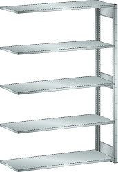 LISTA Anbauregal L1006 (BxTxH) 1300x500x2000mm 160kg, Regalstützenpaar inklusive 3 Tiefenstreben, Farbe: Lichtgrau, 50.209.020