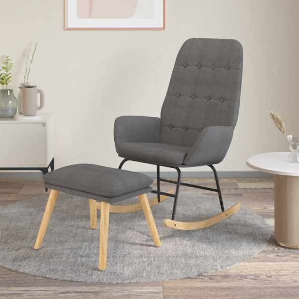 vidaXL Schaukelsessel mit Hocker Hellgrau Stoff, 3097704