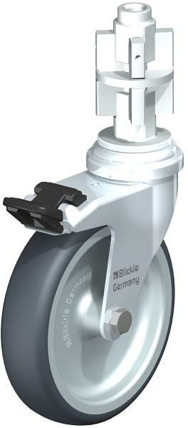 Blickle LRA-TPA 100G-FI-E05 Apparate-Lenkrolle mit Expander & Feststeller, Thermoplastisches Gummi-Elastomer, Grau, 705426