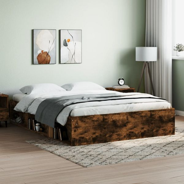 vidaXL Bettgestell Räuchereiche 160x200 cm, Top-Qualität, 3203877