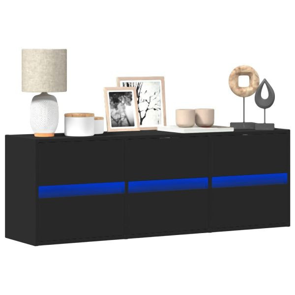 vidaXL TV-Wandschrank mit LED-Beleuchtung Schwarz 130x31x45 cm, 852300