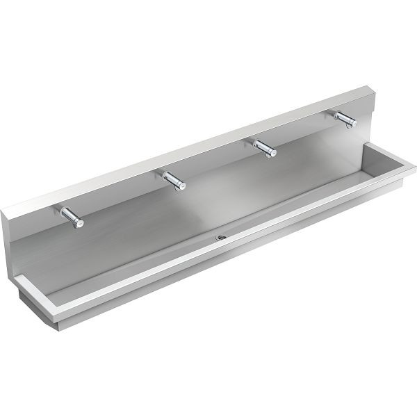 KWC Waschplatzeinheit, PLANOX, Edelstahl, 2400x530x440 mm, 4x Waschplätzen Wandventil hydraulisch gesteuert, 3600004026