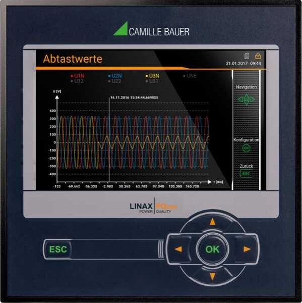 Camille Bauer Multifunktionaler Netzqualitätsanalysator für Messung, und Überwachung, Starkstromnetze, Format 144x144mm PQ3000-1112 0B8E, 192945