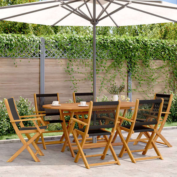 vidaXL Gartenstühle 6 Stück Klappbar Schwarz Massivholz Akazie, 3214566