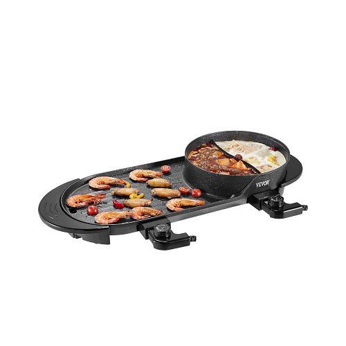 VEVOR 2 in 1 Hot Pot mit Grill, 2200 W, rauchfreier Grill & BBQ Shabu Feuertopf, doppelte Temperaturregelung, antihaftbeschichtet, ZFXSKHGZFXEH7VMJTV2