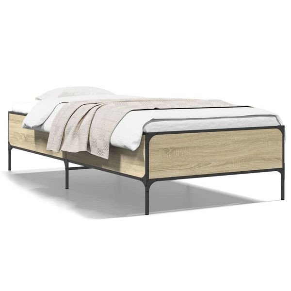 vidaXL Bettgestell Sonoma-Eiche 75x190 cm Holzwerkstoff und Metall, 844992