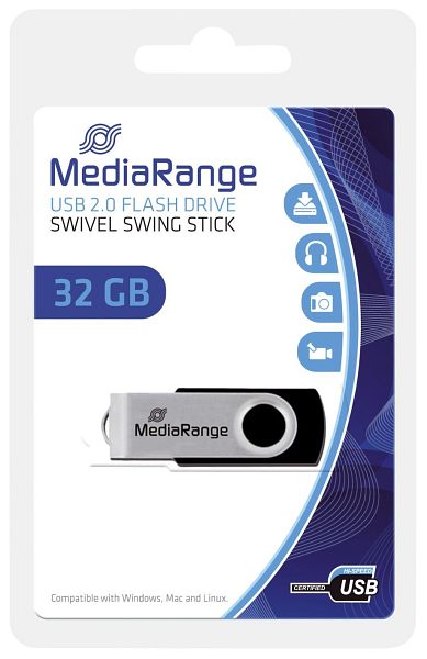 MediaRange USB-Stick 32GB USB 2.0 swivel swing