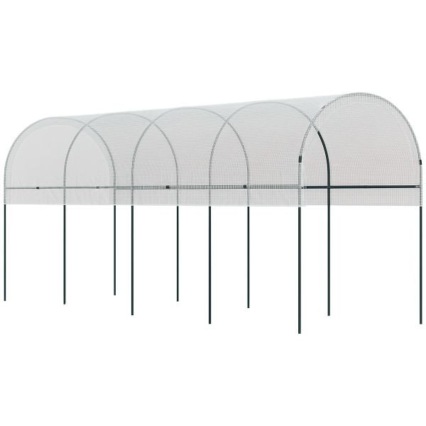 Outsunny Pflanzenschutzdach, gewölbtes Dach, Stahlrahmen, robuste Plane, weiß, 4 x 1,2 x 1,7 m, 845-820V01WT