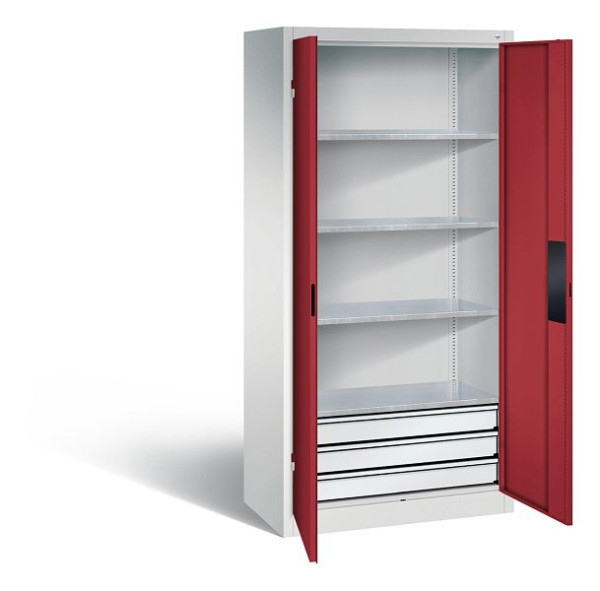 C+P Werkzeugschrank Acurado, H1950xB930xT500mm, Farbe: Lichtgrau / Rubinrot, Muldengriff, 8921-523 S10128