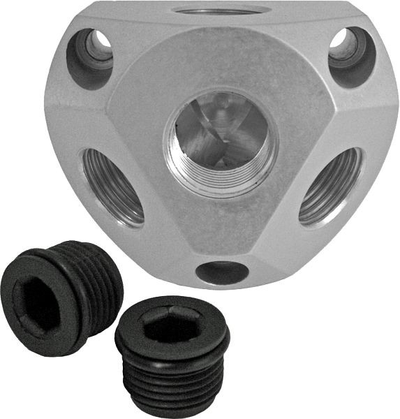 ELMAG Wandanschlußdose (inklusive 2 Stopfen), WAD, 1 x IG 3/4' + 3 x IG 1/2', 11739