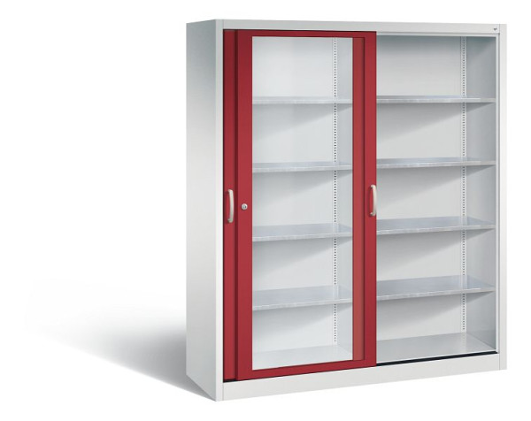 C+P Schiebetürenschrank Acurado, H1950xB1600xT500mm, Farbe: Lichtgrau / Rubinrot, Bügelgriff, 2159-055 S10048