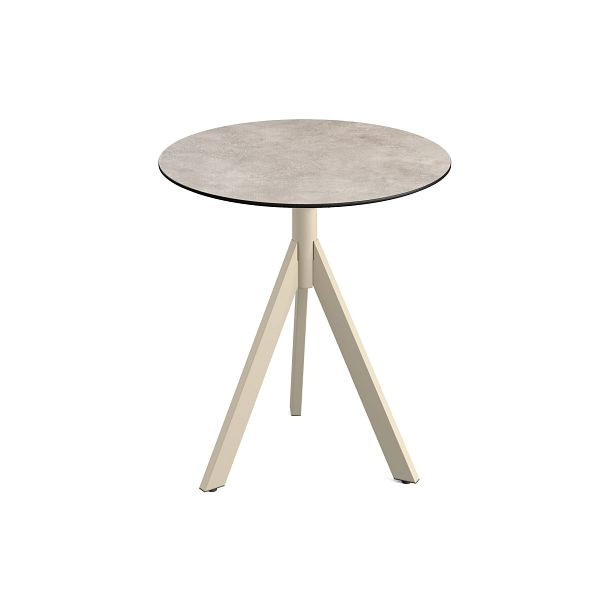 Feros Infinity Tripod Terrassentisch Sand frame + Moonstone HPL Tischplatte Ø70 cm, 140031370