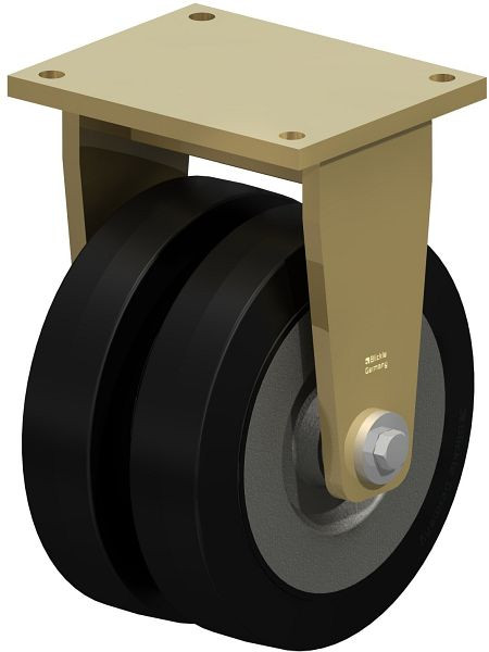 Blickle BSD-SE 300K Stahlgeschweißte Schwerlast-Doppel-Bockrolle, Elastik-Vollgummi, Schwarz, 44230