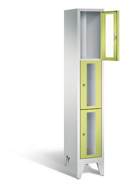 C+P Schließfachschrank Classic, H1850xB320xT500mm, Farbe: Lichtgrau / Viridingrün, 8010A103 S10007