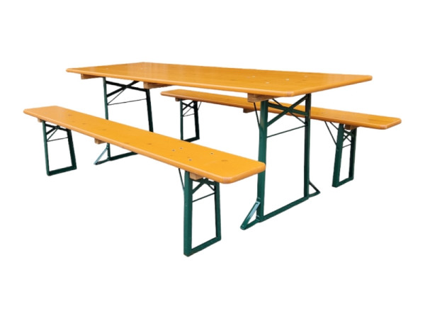 Koller Festzeltgarnitur Set 80 Nuss, 1 Tisch 220 x 80 cm und 2 Bänke 220 x 27 cm, 217155