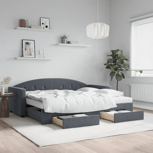 vidaXL Tagesbett Ausziehbar mit Schubladen Dunkelgrau 90x200 cm Samt, 3197374